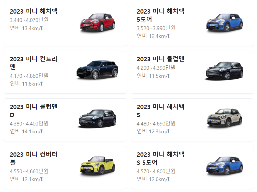 BMW 미니 종류