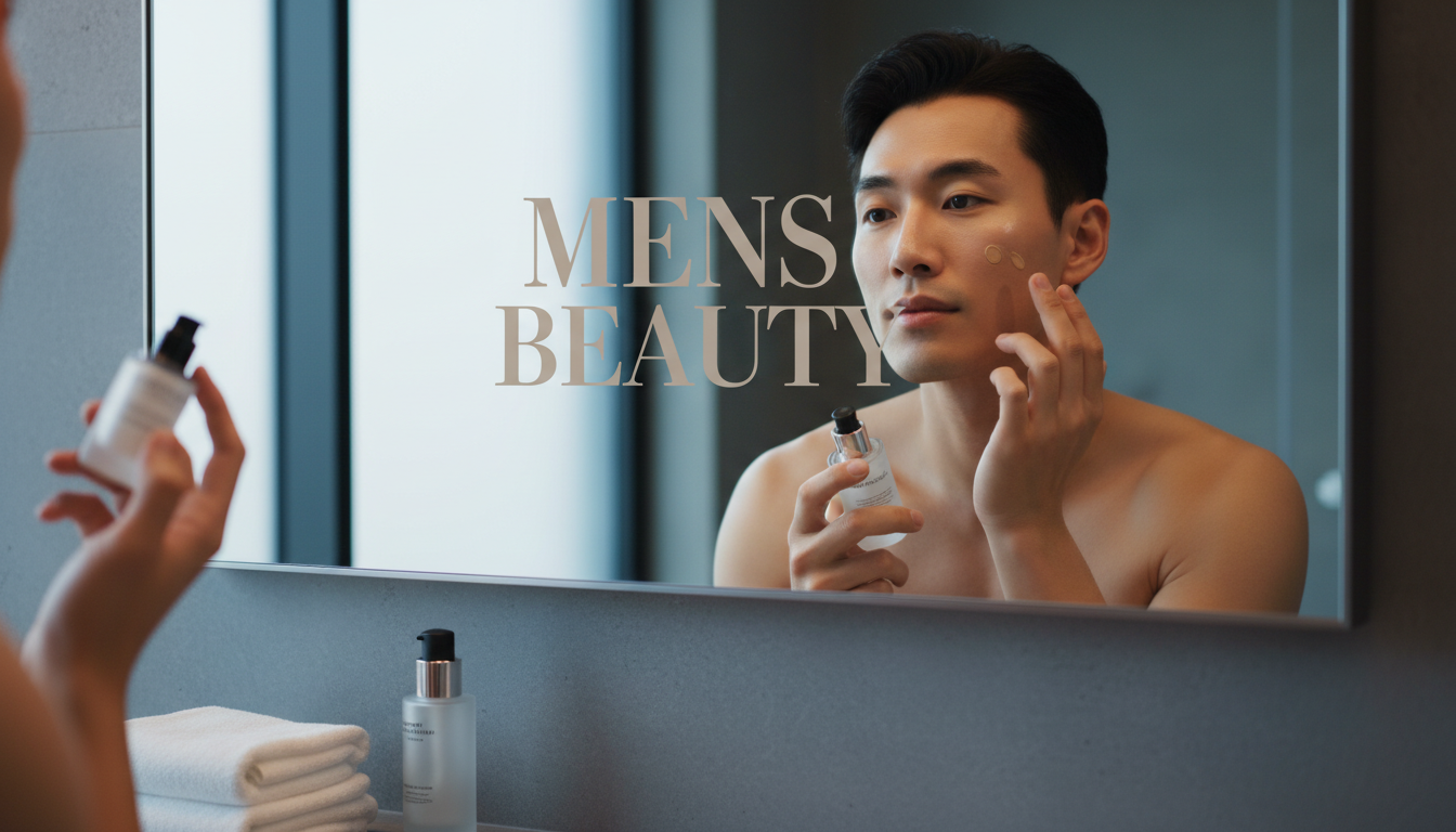 장성규의 변우석 커버 메이크업처럼 매끄러운 남친 피부를 연출하기 위해 파운데이션을 바르고 있는 훈훈한 남성