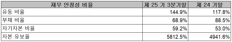 드림텍 - 재무 안정성 비율