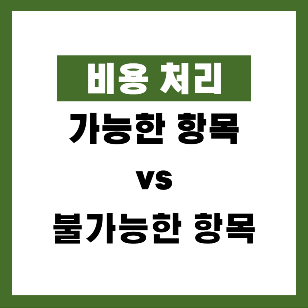 비용 처리 가능한 항목 vs 불가능한 항목 구분법