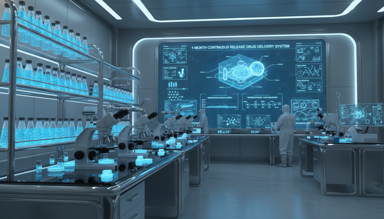 펩트론 비만치료제 스마트데포 기술 및 글로벌 바이오 연구실 일러스트