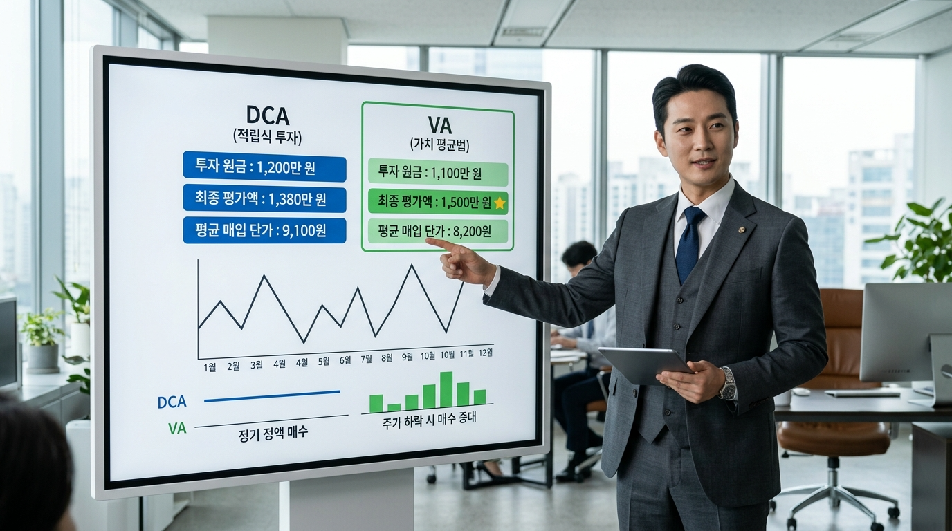 DCA와 VA를 프레젠테이션으로 비교 하는 모습