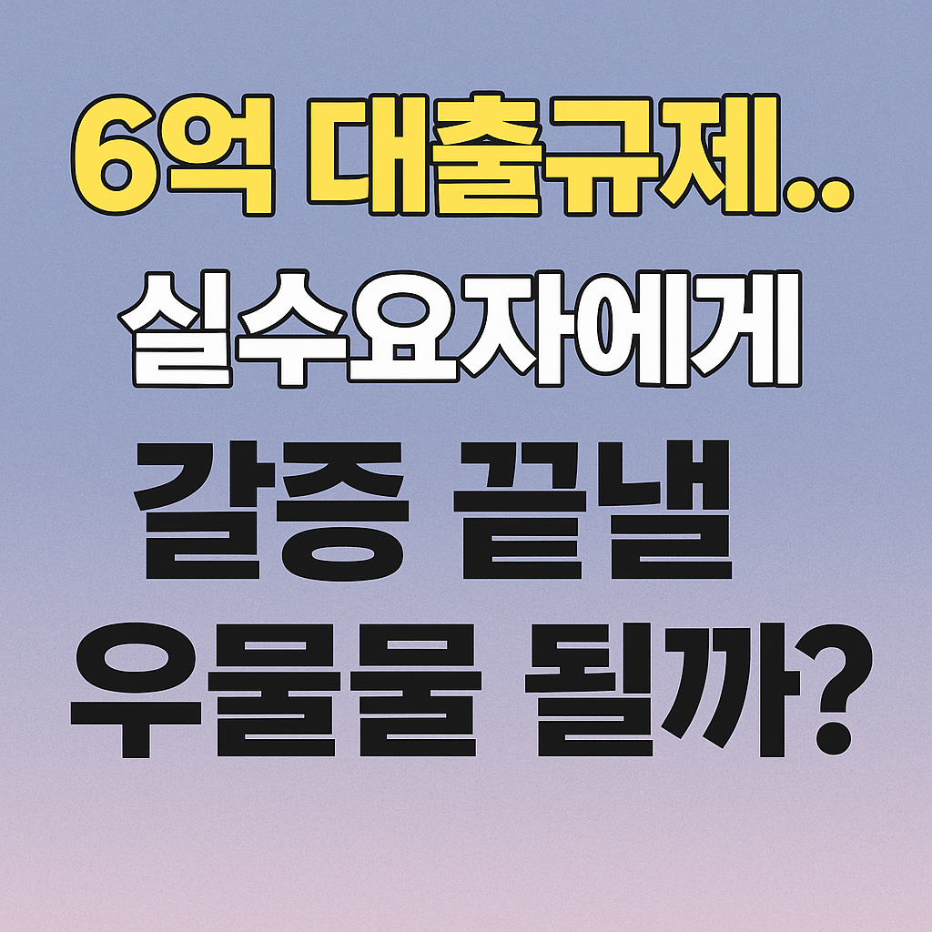 6억 대출 규제, 갈증 끝낼 실수요자에게 갈증 끝낼 우물물 될까?