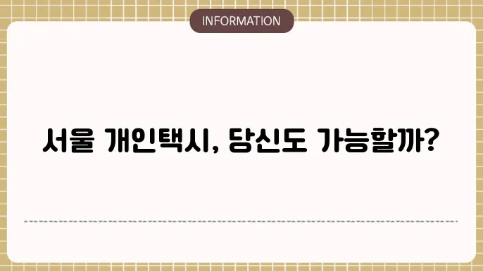 서울 개인택시 자격조스