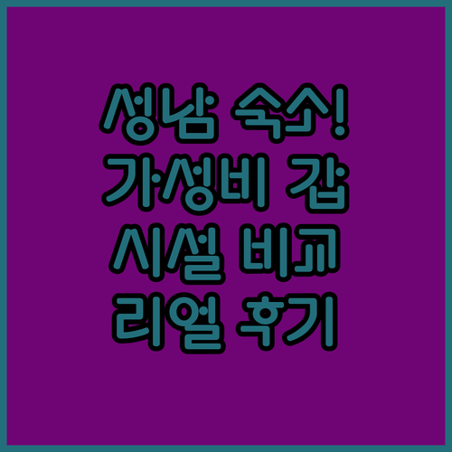 성남 숙소 추천 가성비 좋은 호텔 모..