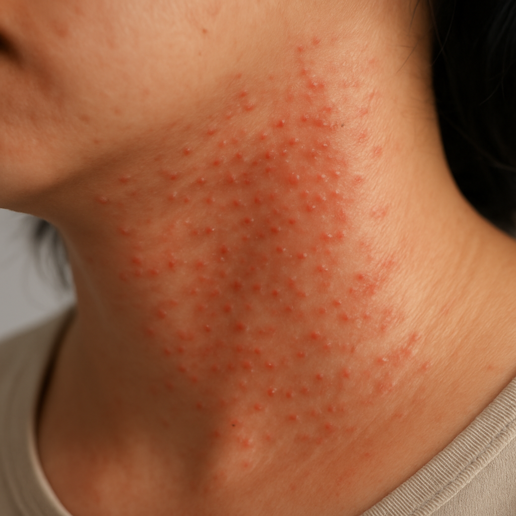 땀띠가 난 목사진