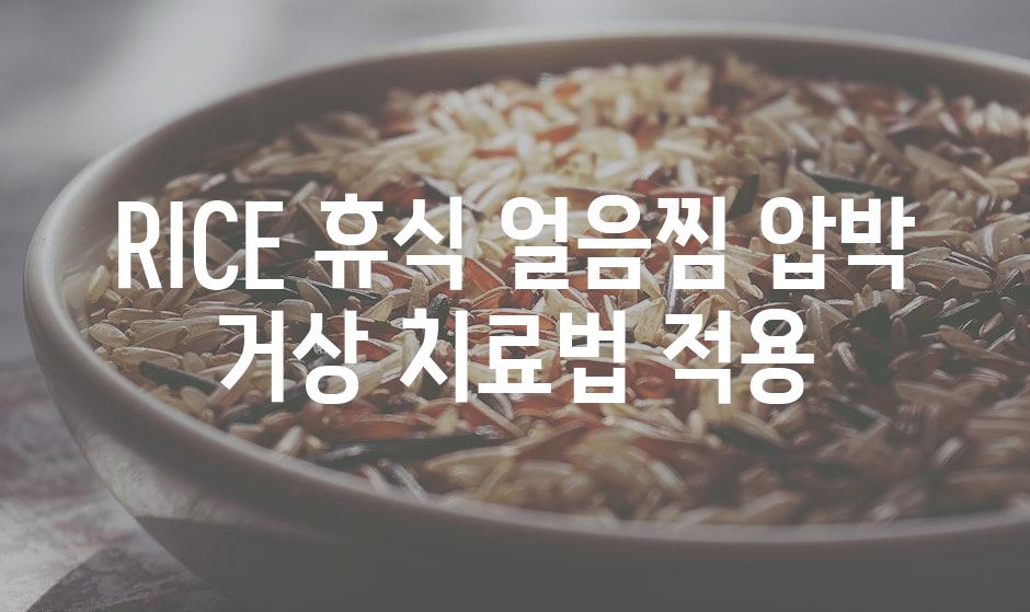 RICE 휴식 얼음찜 압박 거상 치료법 적용