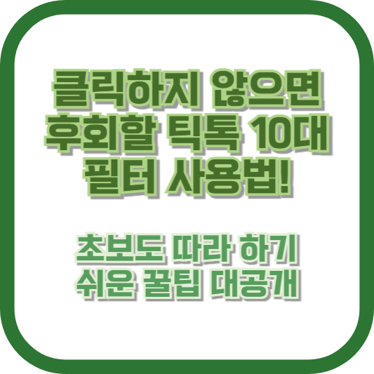 클릭하지 않으면 후회할 틱톡 10대 필터 사용법! 초보도 따라 하기 쉬운 꿀팁 대공개