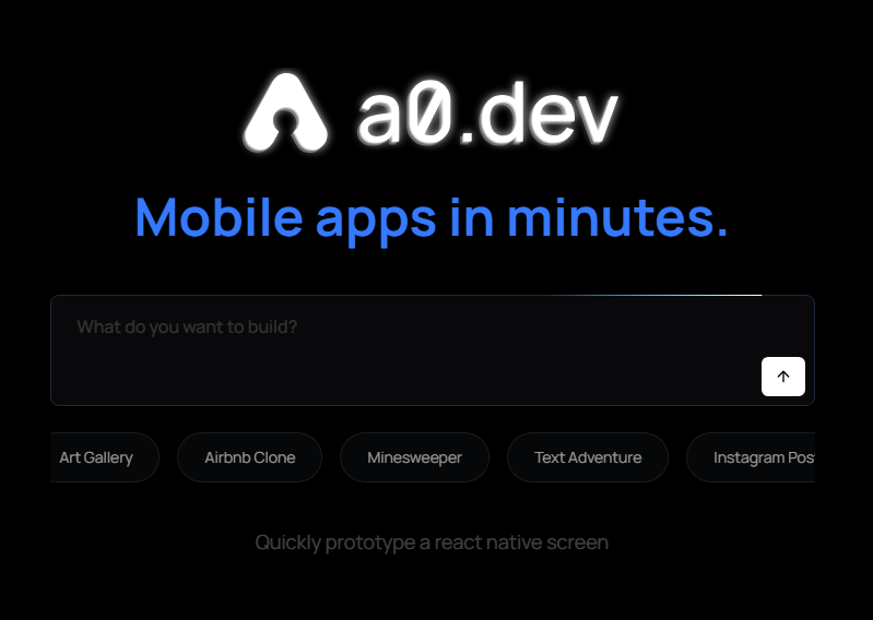a0.dev 공식 홈페이지