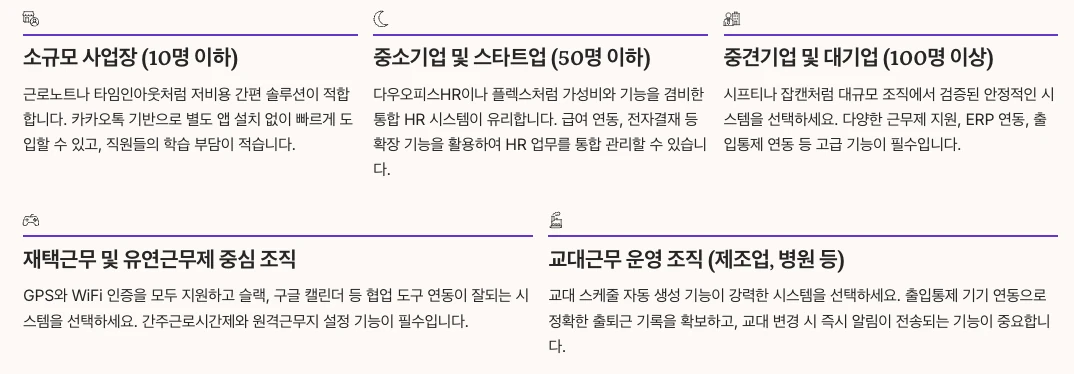 우리 조직에 맞는 최적의 근태관리 시스템 찾기 핵심요약정리