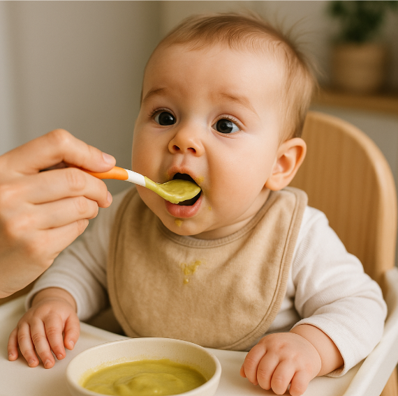 이유식을 먹는 아기의 모습