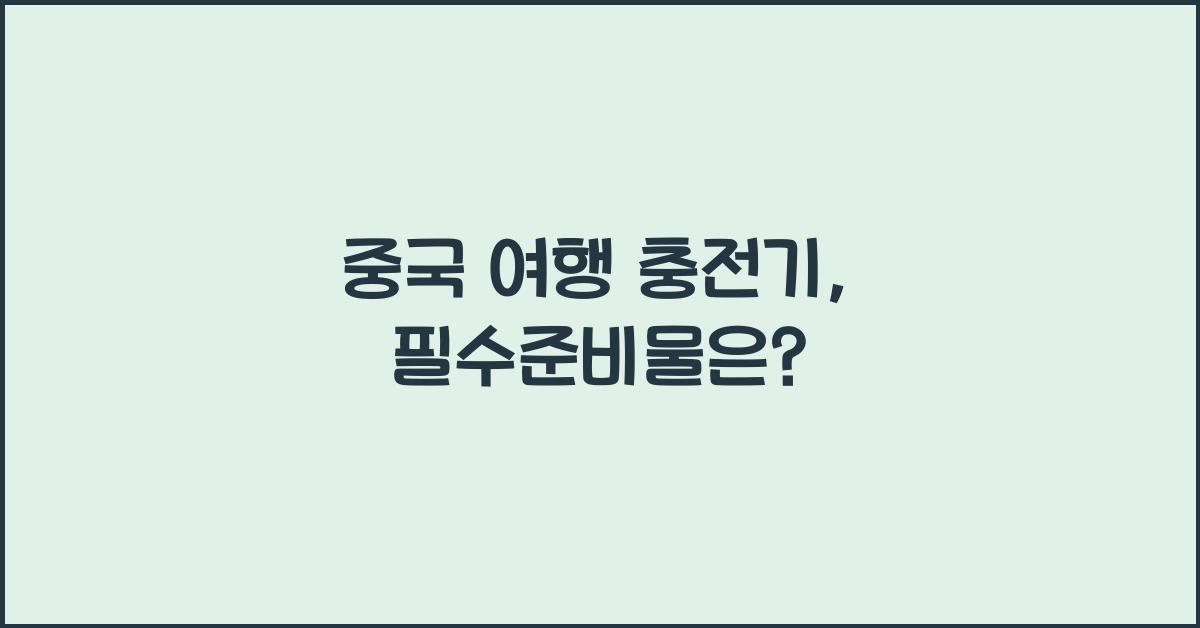 중국 여행 충전기