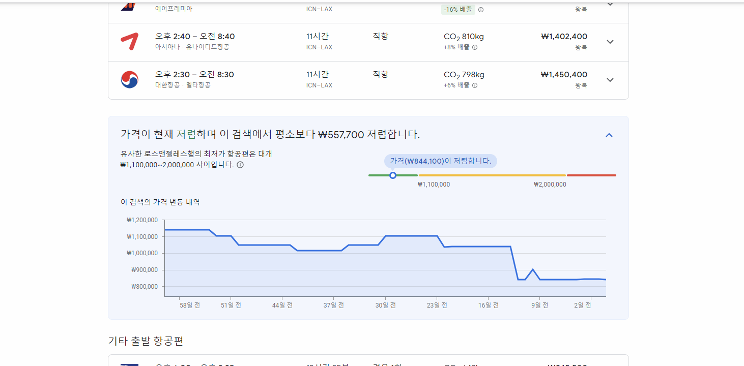 구글 항공편 검색 사이트 이미지
