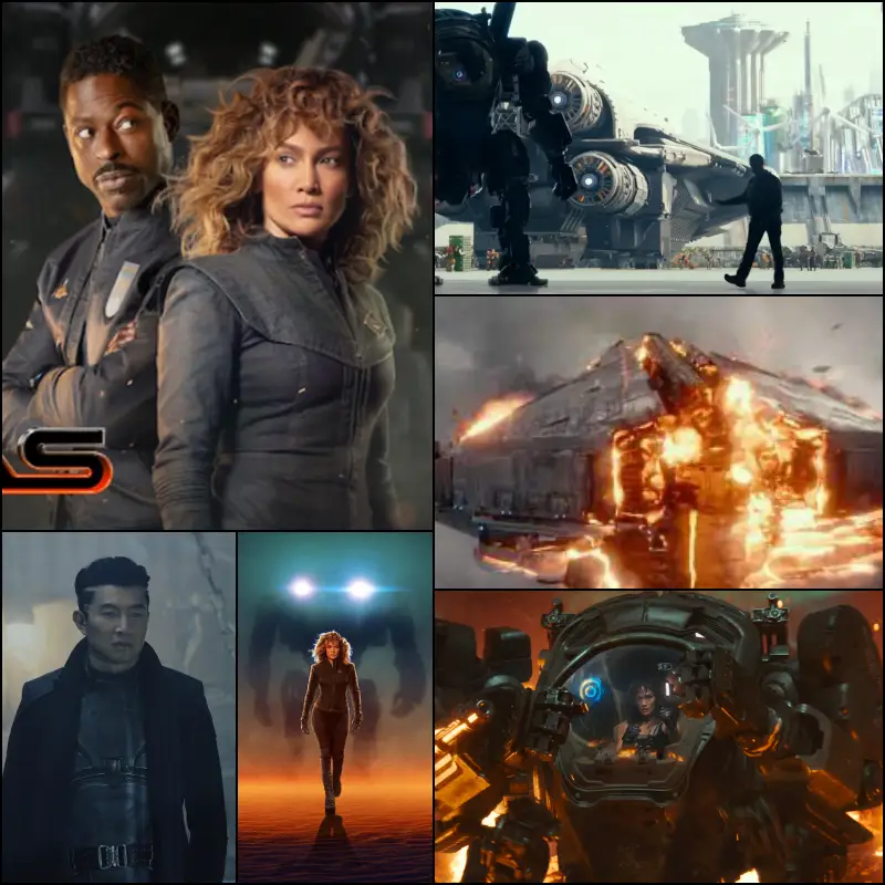 넷플릭스 아틀라스 주요 인물들이 나오는 장면