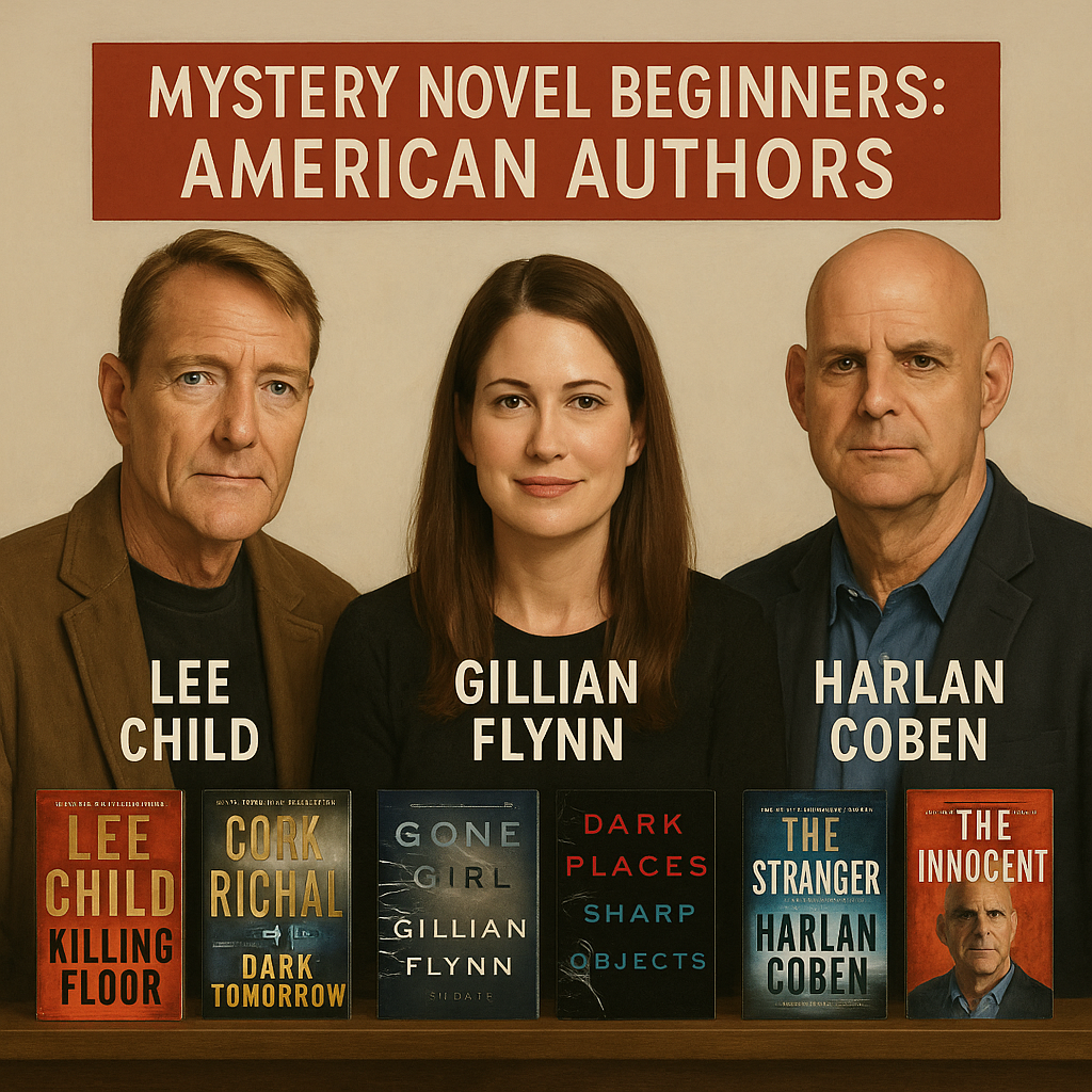 추리소설 입문자를 위한 미국 작가 관련 이미지 (리 차일드, 길리언 플린, 할런 코벤)