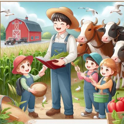 농촌교육농장지도교사가 아동들을 지도하고 있다