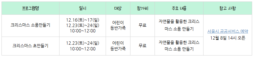 남산공원 특별 프로그램