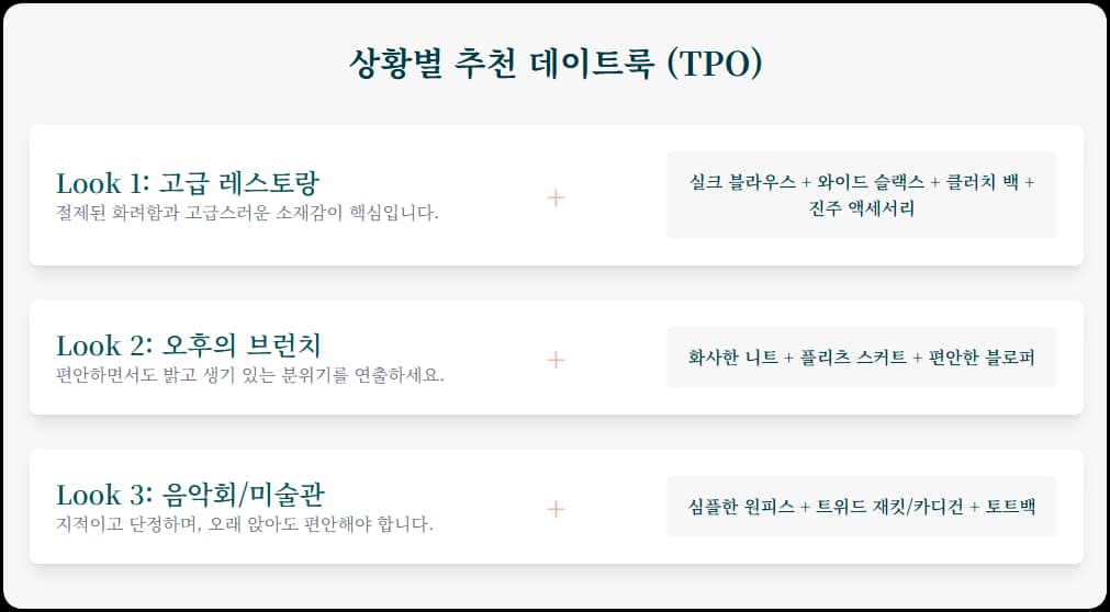 상황별 추천 데이트룩의 표