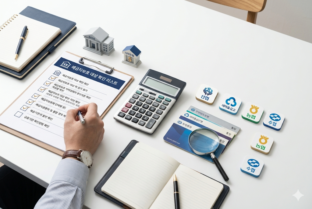 예금자보호 1억 원 대상 확인을 위한 통장과 체크리스트 이미지