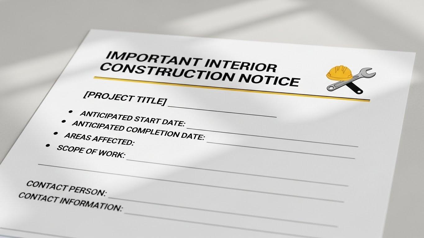 인테리어 공사 안내문 양식