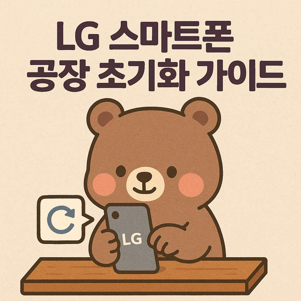 LG 스마트폰 설정 메뉴에서 초기화 옵션 선택 화면