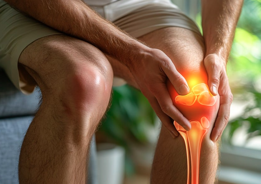 무릎관절이 닳아 통증을 호소하는 이미지