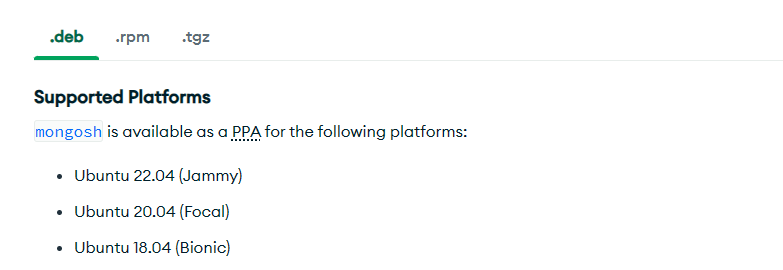 몽고 sh 설치 패키지 형태