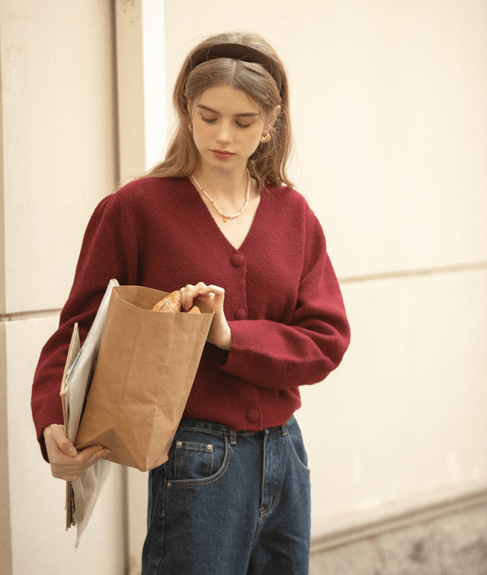 르니나 버건디 가디건