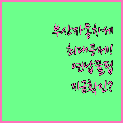 부산광역시 자동차세 연납 공제율 및 ..