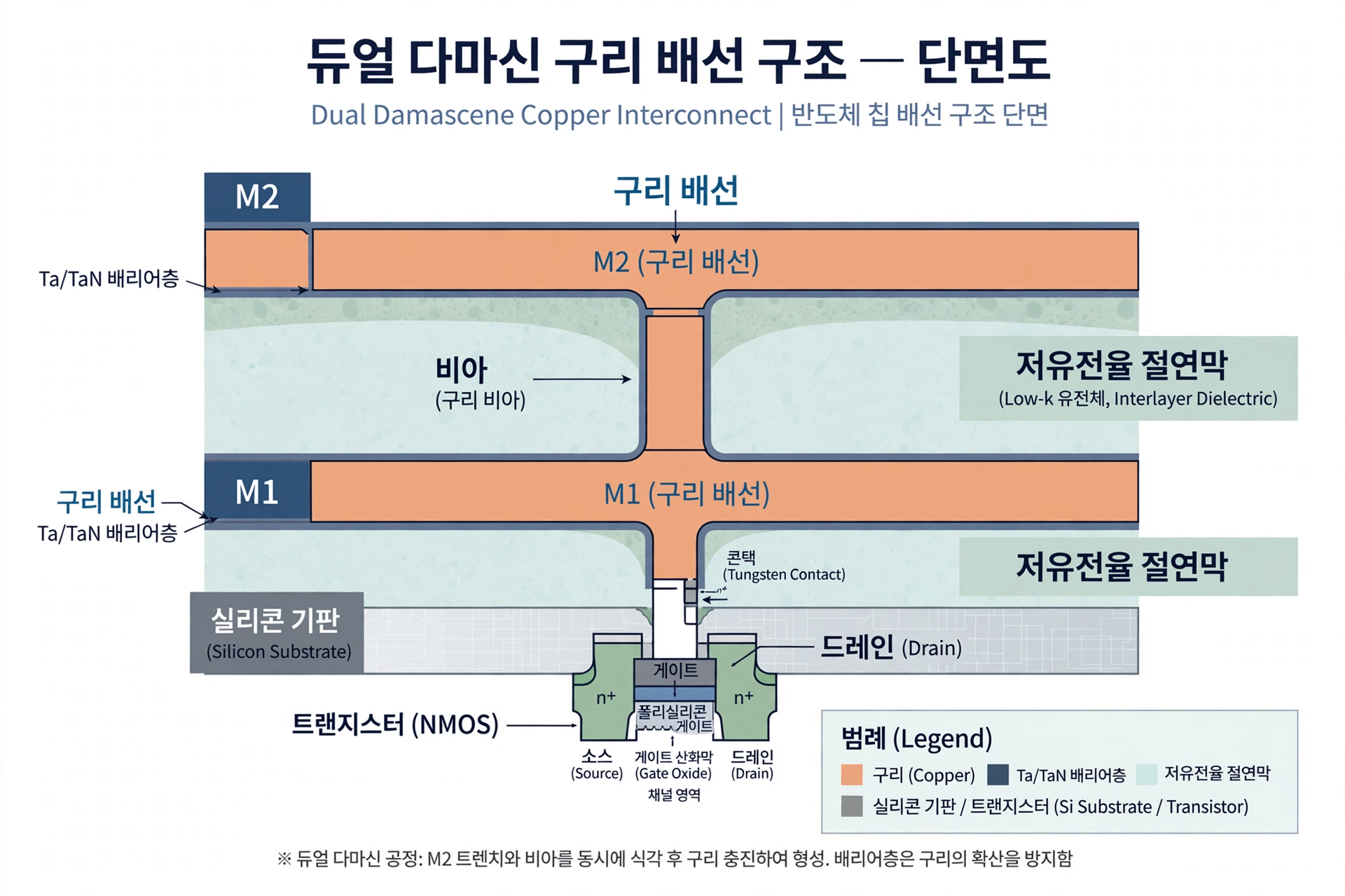 듀얼 다마신 단면 구조