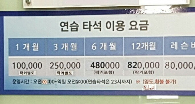 클럽구입과 타석 사용료