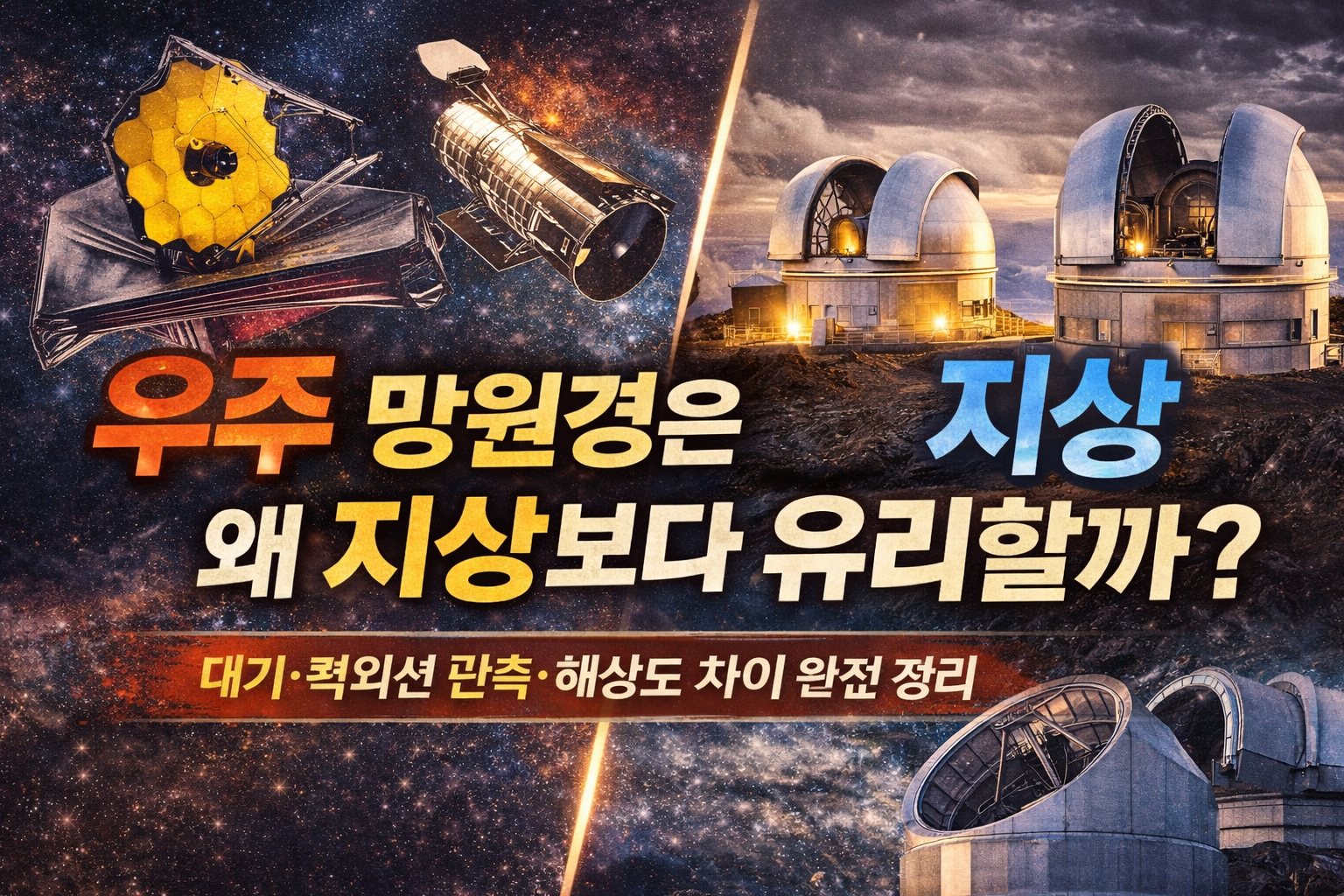 우주 망원경은 왜 지상보다 유리할까 (대기·해상도 차이 완전 정리)