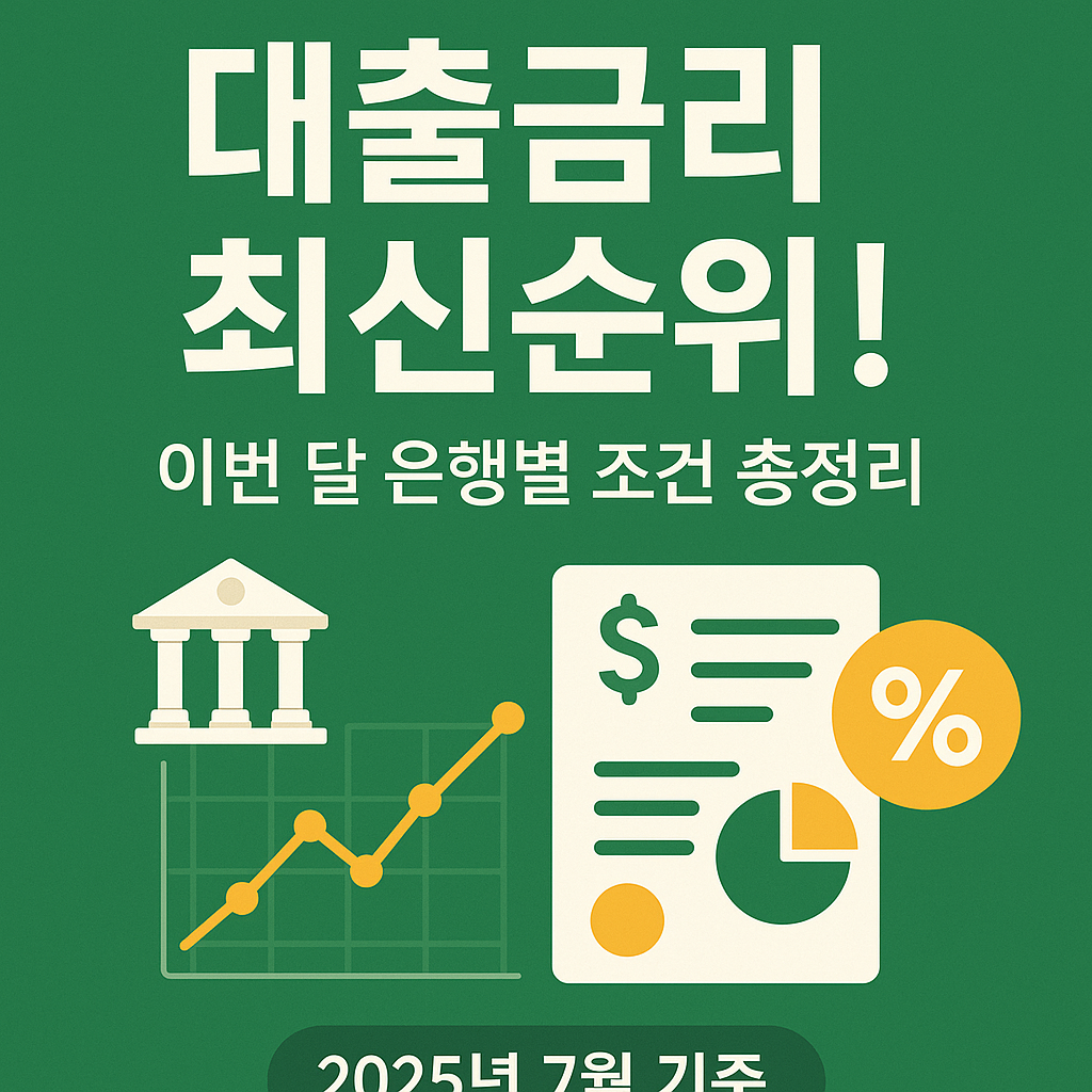 2025년 7월 기준 대출금리 최신순위와 은행별 조건을 요약한 인포그래픽