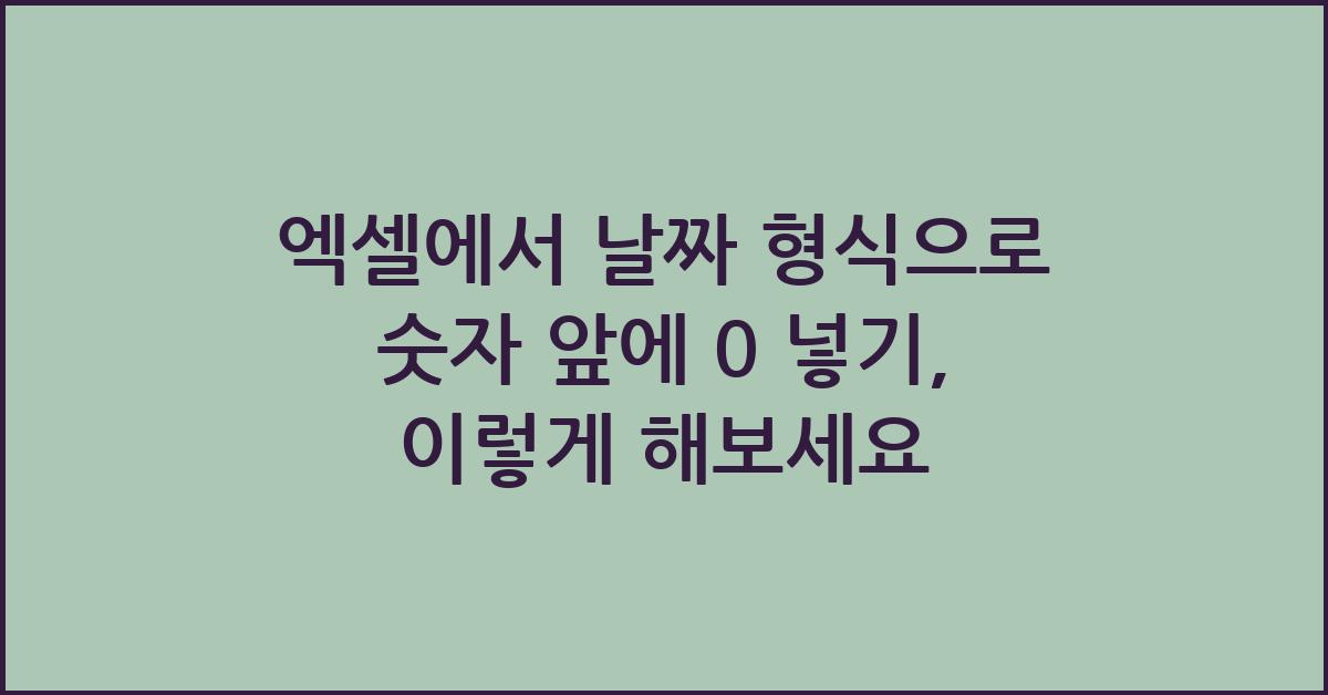 엑셀에서 날짜 형식으로 숫자 앞에 0 넣기