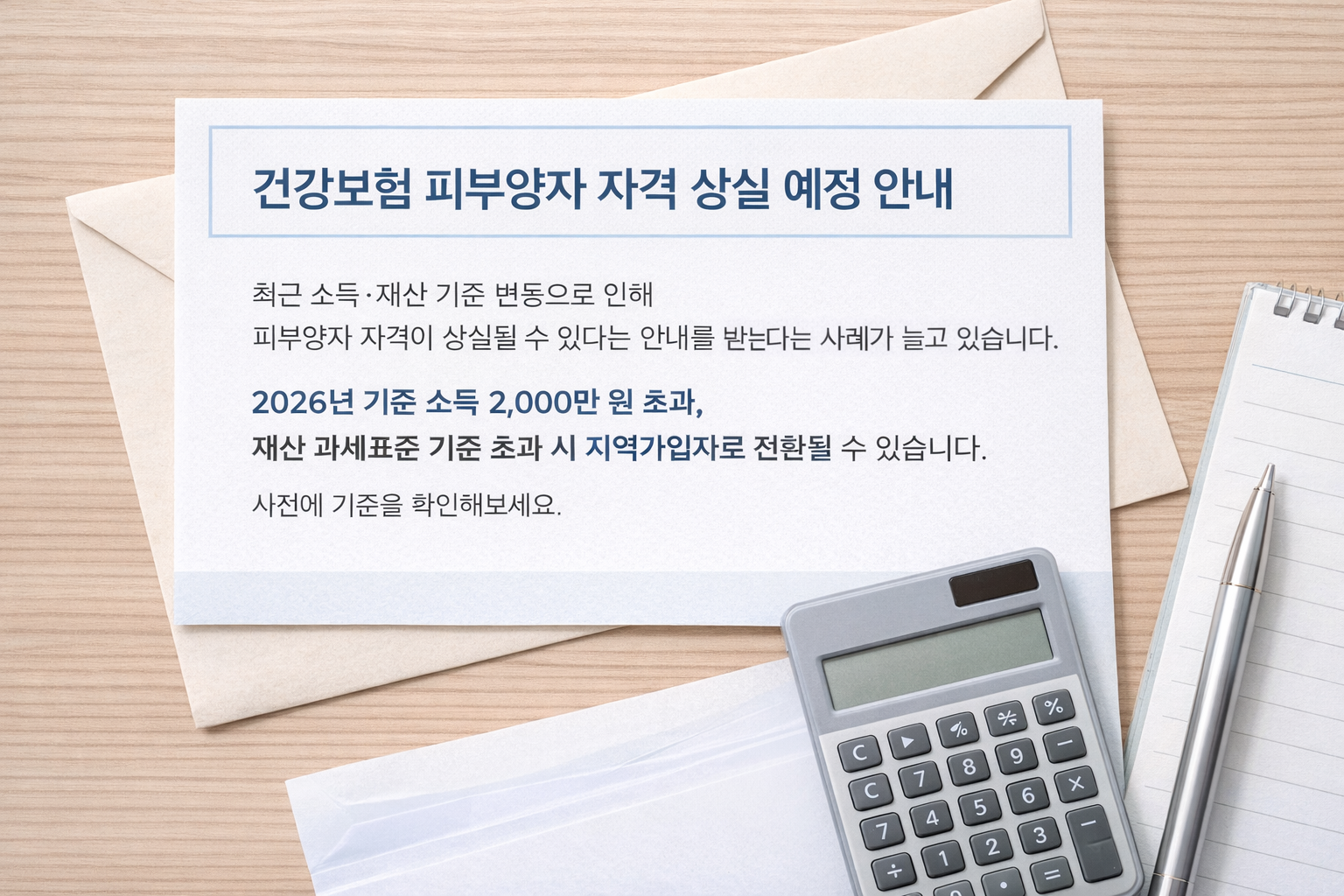 2026 건강보험 피부양자 자격 상실 기준 정리