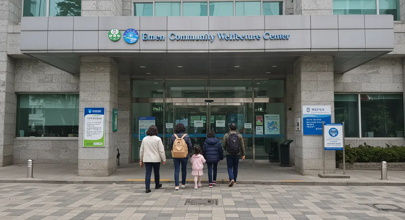 부산 구청에서 복지 서비스를 이용하는 주민들