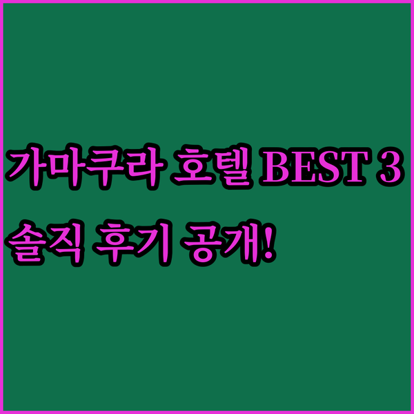 후회는 절대 없을 거예요 가마쿠라 호