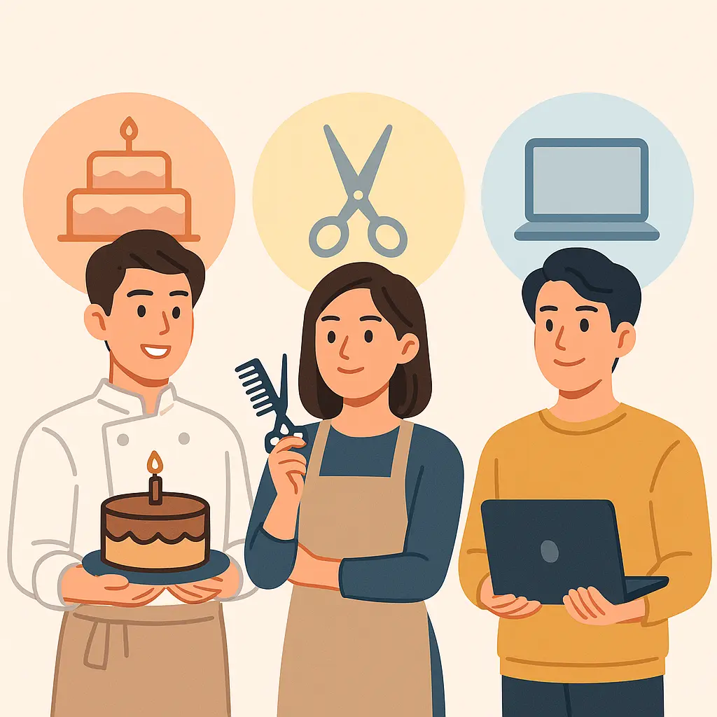 Young adults choosing from various skills training options supported by 국민내일배움카드를 통해 다양한 직업훈련을 선택하는 청년