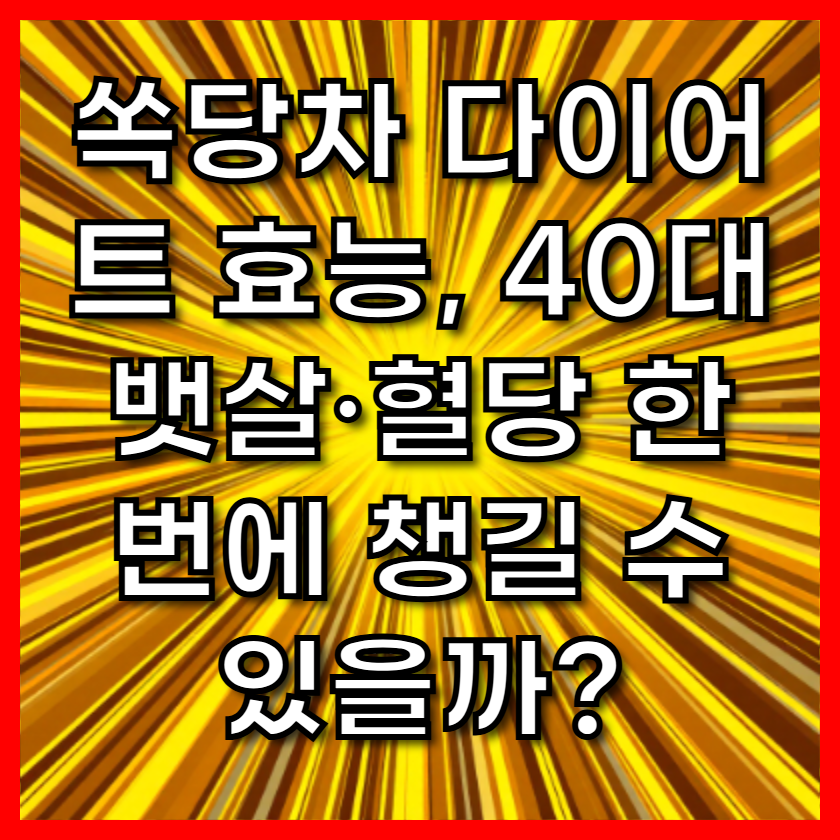 쏙 당차 다이어트 효능, 40대 뱃살·혈당 한 번에 챙길 수 있을까?
