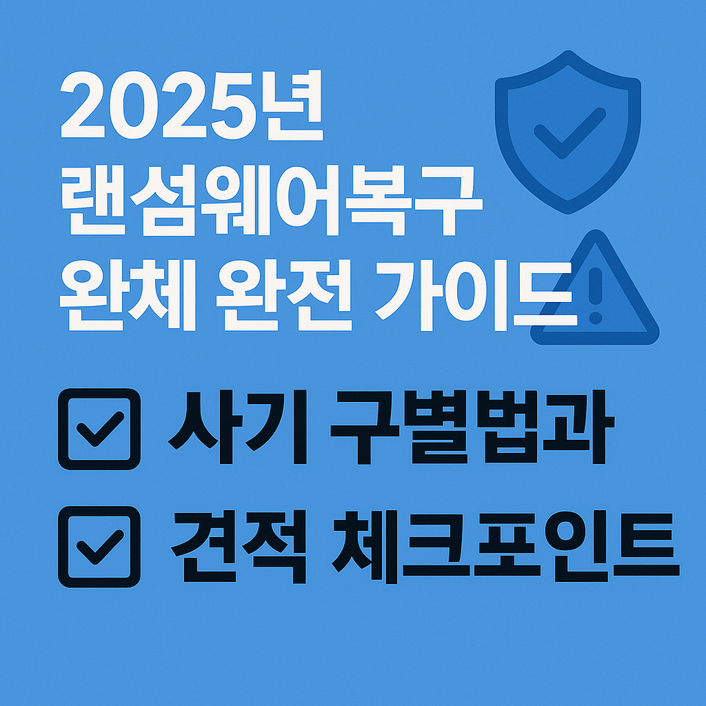 2025년 랜섬웨어복구업체 완전 가이드, 사기 구별법과 견적 체크포인트