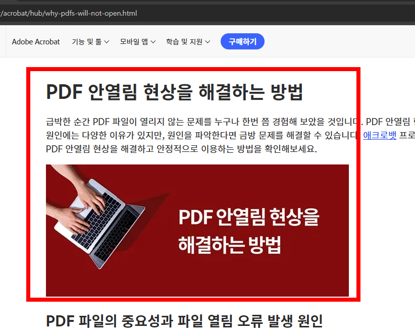 pdf파일이 열리지 않을때 해결방법