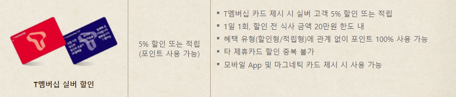 빕스 통신사, 제휴카드 할인