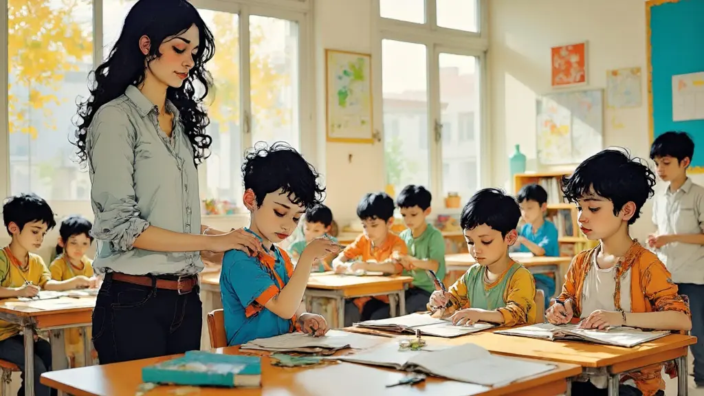 교실에서 공부하는 아이들