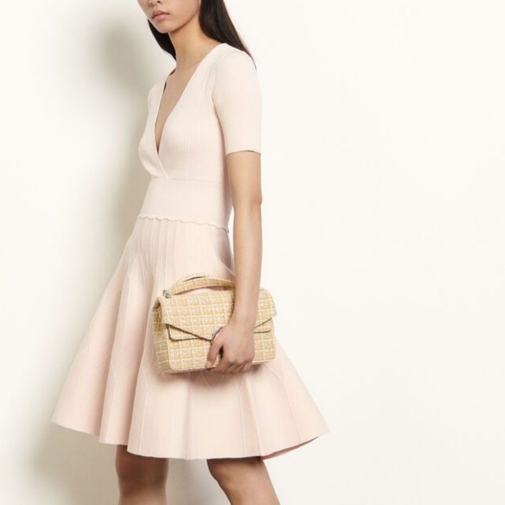 산드로미니원피스 에스메라 여름니트원피스 파우더핑크원피스