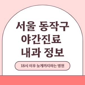서울 동작구 야간진료 내과 병원 (18시 이후 늦게까지하는 병원)