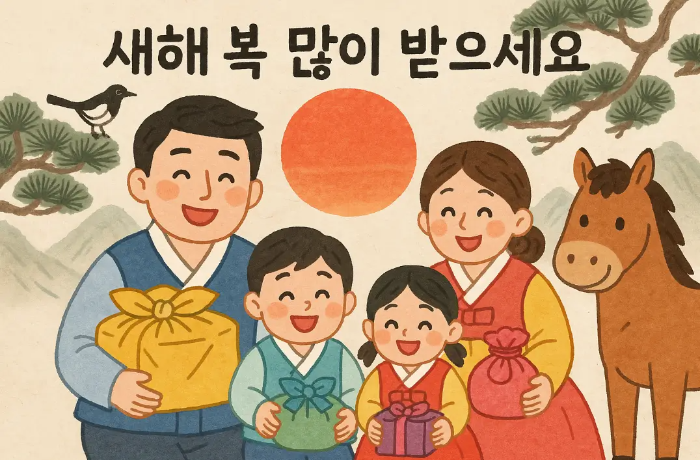 새해-복-많이-받으세요-가족-선물-말-까치