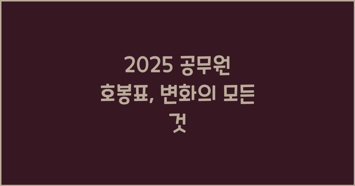 2025 공무원 호봉표