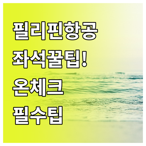 필리핀항공 온라인체크인 좌석 선택 팁..