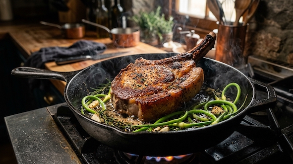 pan searing pork chop