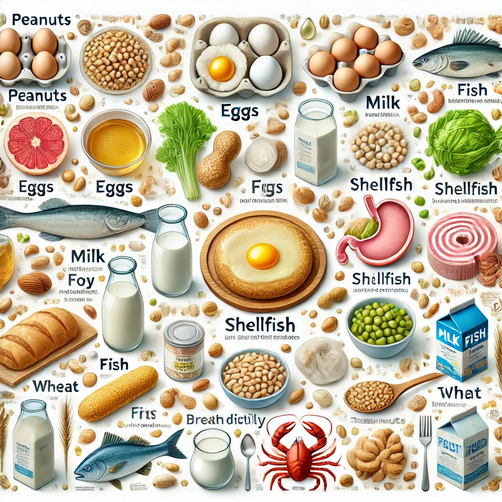 알레르기를 유발하는 식품들 이미지